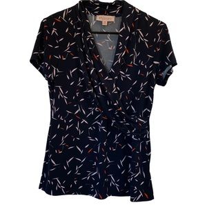 Philosophy Navy V-Neck Blouse * Med Petite